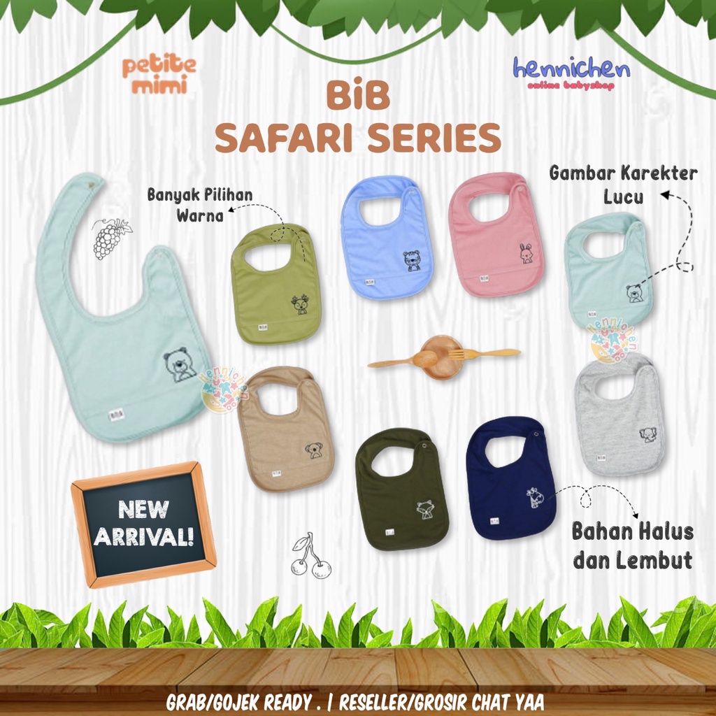 PETITE MIMI SAFARI SERIES BIB SEALIFE BIB SLABBER ANAK CELEMEK MAKAN ANAK TADAHAN ILER ANAK BAYI