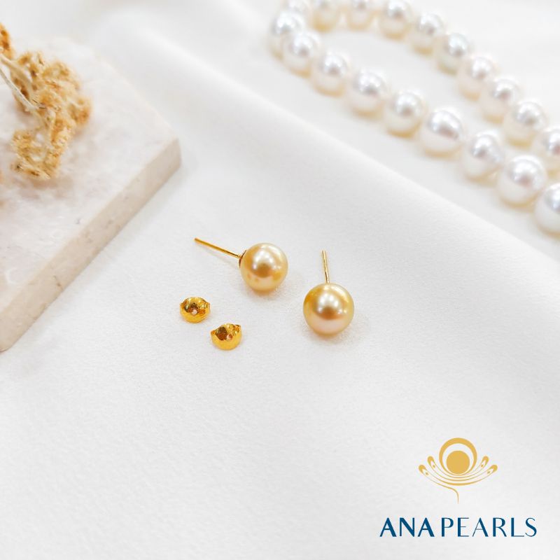 Giwang Emas Mutiara Air Laut Asli