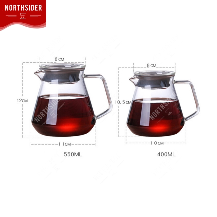 COFFEE SERVER KOPI BOROSILICATE GLASS POUR OVER 400ML &amp; 500ML with LID