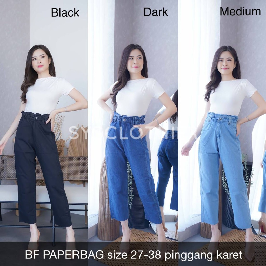 CELANA JEANS WANITA BF PAPERBAG -SYS CLOTHIER