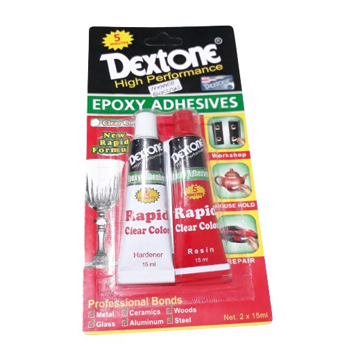 LEM EPOXY DEXTONE RAPID 5 MENIT / LEM CAMPUR SERBAGUNA GELAS KERAMIK KAYU ALUMINIUM BAJA