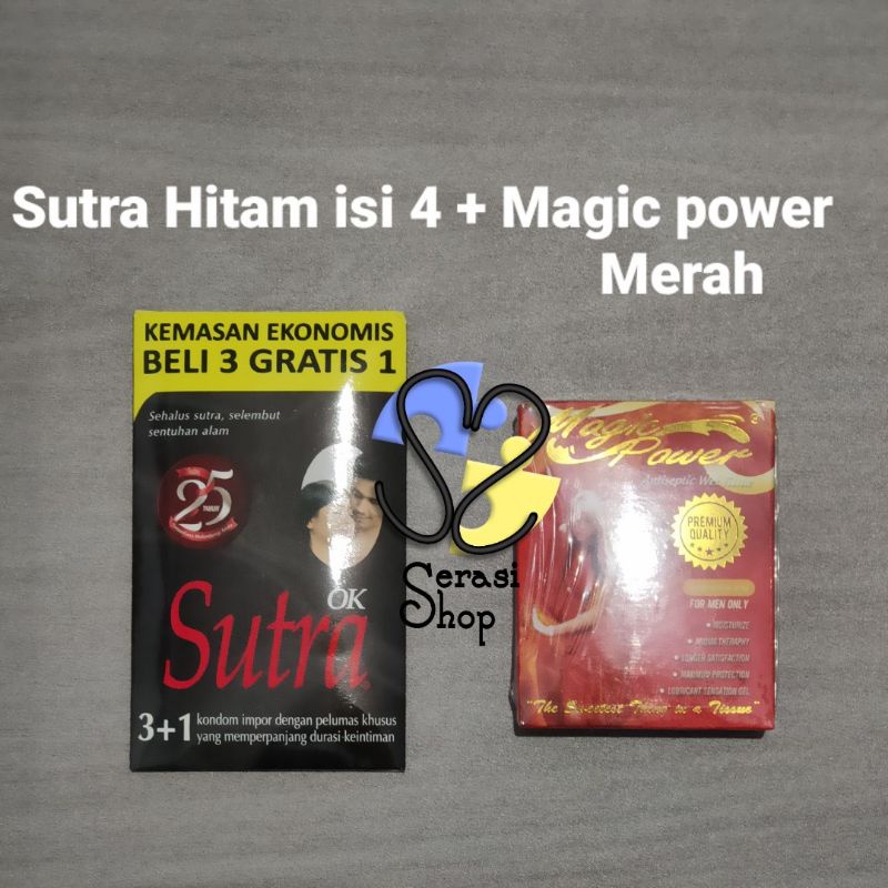 Magic Power Hitam 6pcs / Magic Power Merah Crimson Desire 6 sachet tissue basah obat kuat tisu magic-Sut Hitam 4+MP merah