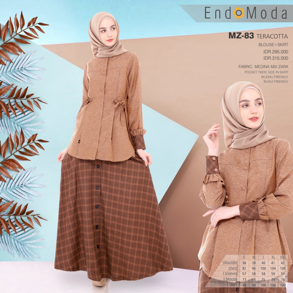 SETELAN BAJU MUSLIMAH ENDOMODA MZ 83 TERACOTTA