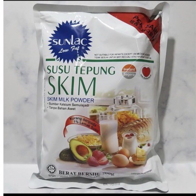 SUNLAC SUSU TEPUNG SKIM MALAYSIA/ SUSU LOW FAT/ SUSU SKIM 700gr
