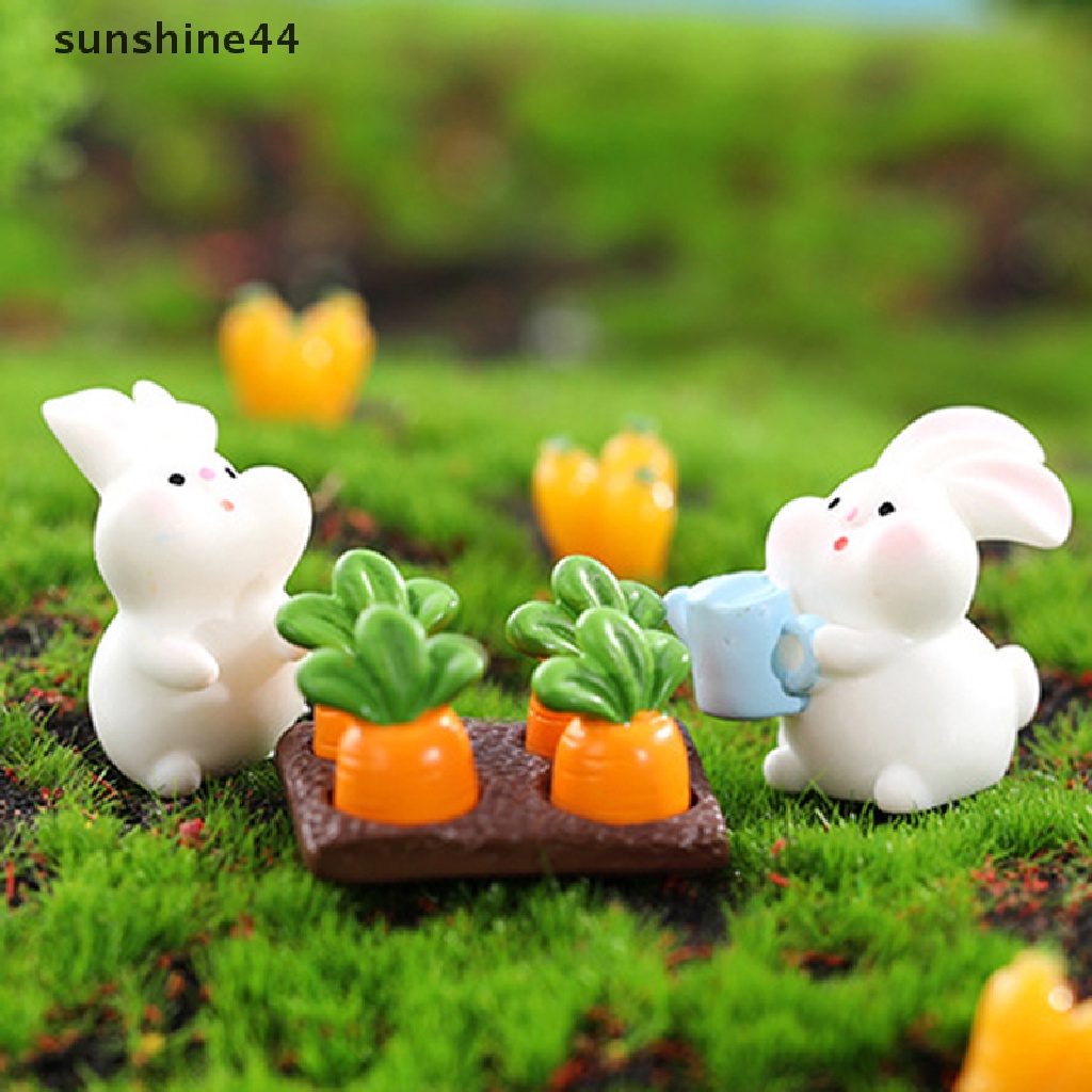 Sunshine Mainan Miniatur Kelinci / Wortel Bahan resin Untuk Dekorasi Rumah Boneka