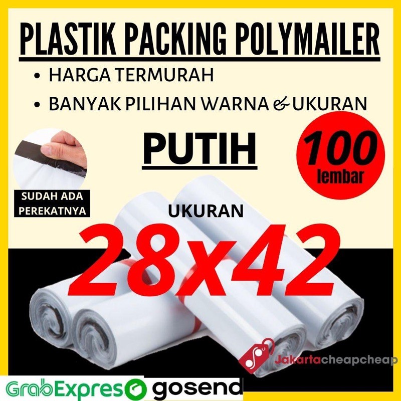 Plastik Packing Polymailer 28x42 Putih Amplop Packing Termurah