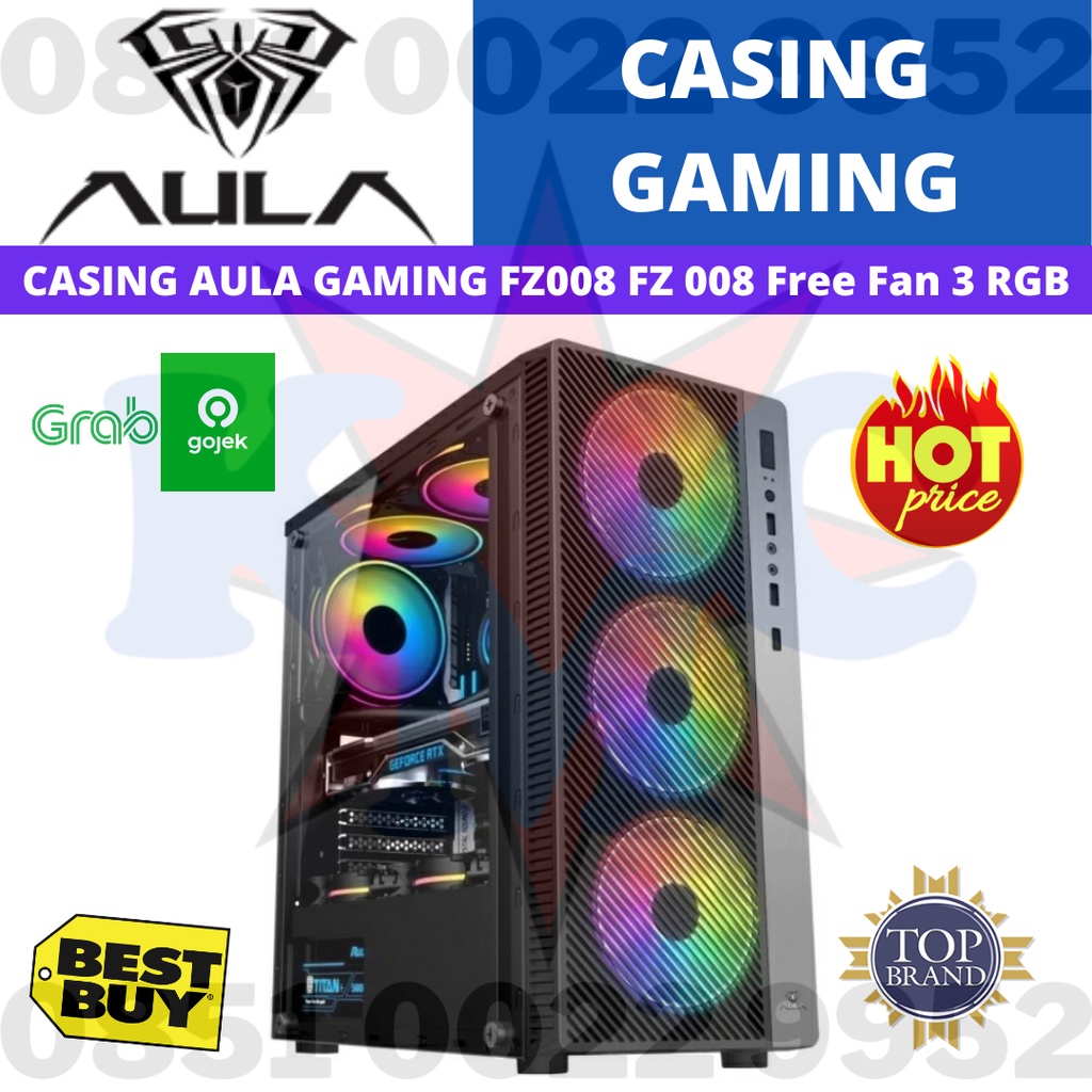 Casing PC Gaming Case AULA FZ008 FZ 008 Free 3 Fan RGB