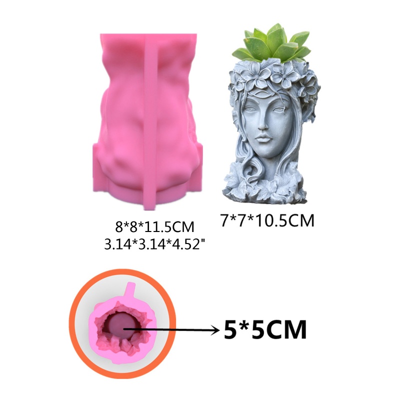 Siy Cetakan Resin Epoksi UV Handmade Bentuk Kepala Wanita Holder Pen / Pot Bunga