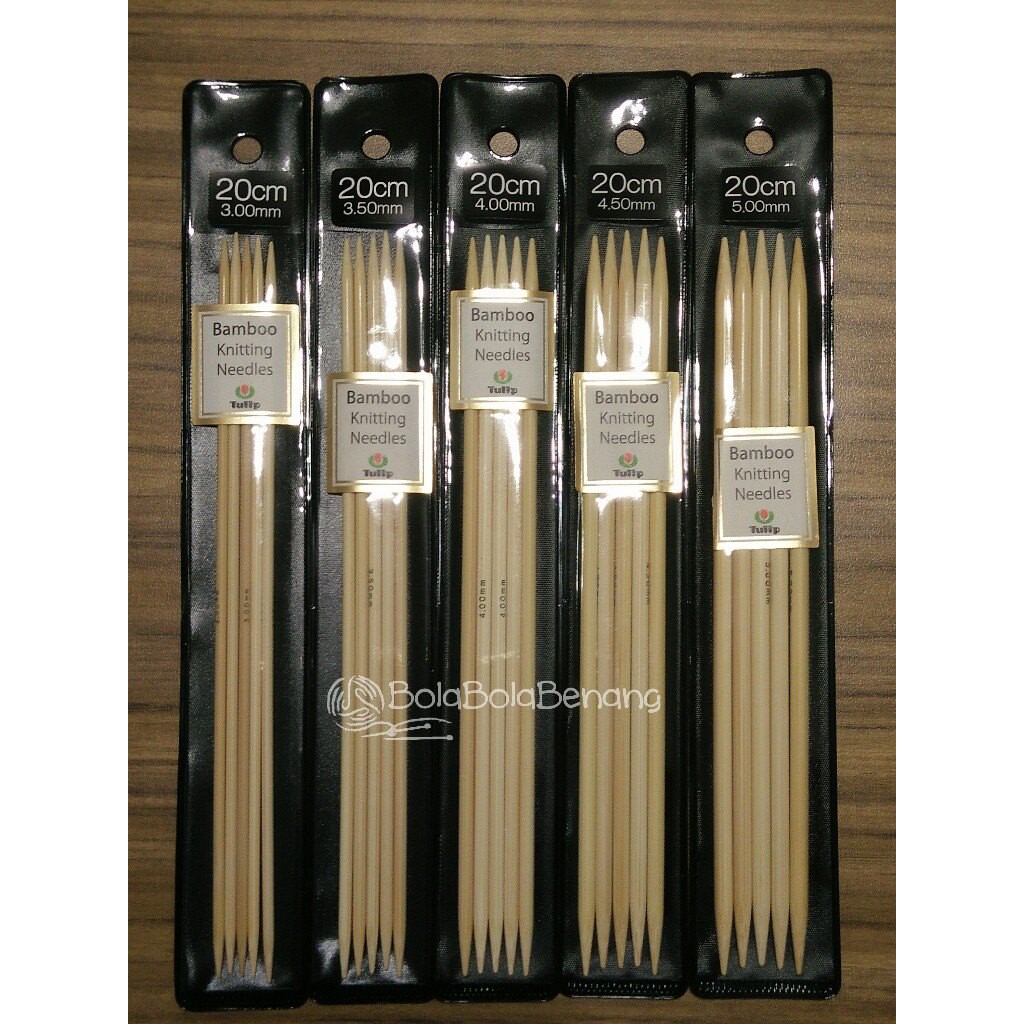 Tulip Bamboo DPN 20cm, pilihan ukuran: 3.0mm/3.5mm/4.0mm/4.5mm/5.0mm - Alat Rajut