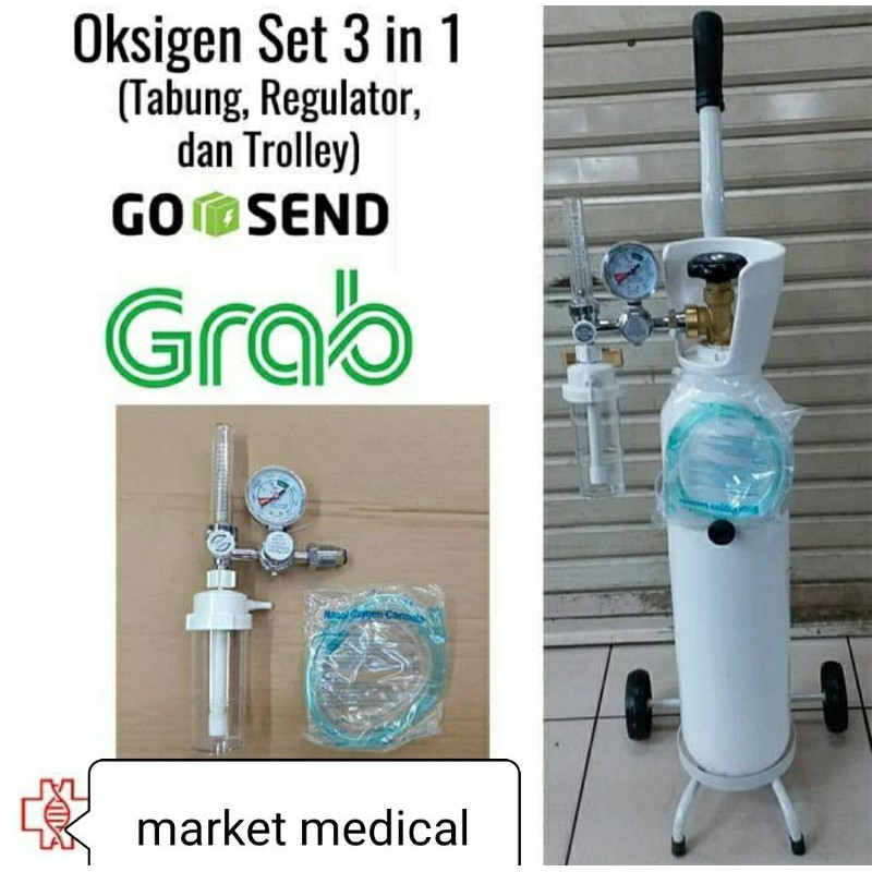 Tabung Oksigen 1M3 Set (Tabungan+trolli+regulator