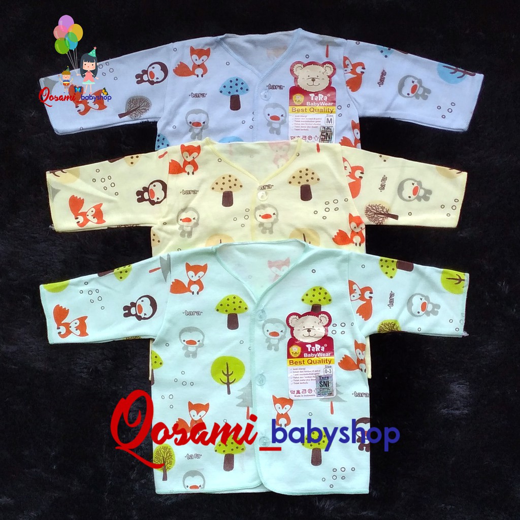 TARA 3 pcs Baju Panjang Kancing Warna Bayi Motif SNI