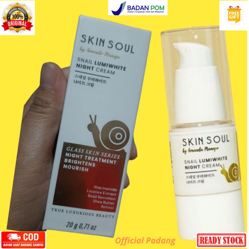 SKIN SOUL SNAIL LUMIWHITE NIGHT CREAM BY AMANDA MANOPO CREAM MALAM SKINSOUL SKINCARE CREAM MALAM GLO