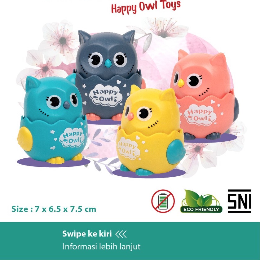 Mainan anak Bayi Burung Hantu pencet Bergerak / mainan roly poly design owl