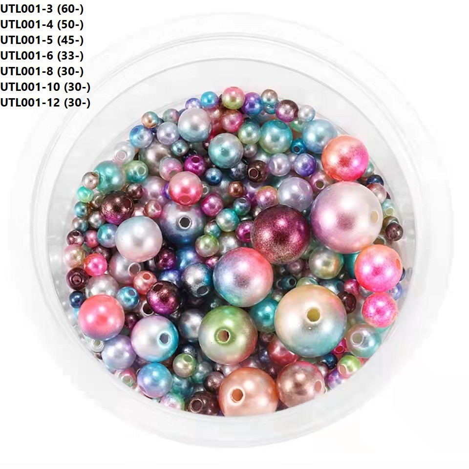 Manik-Manik Mutiara Imitasi Bahan Plastik Abs Warna Pelangi Uk 3-5mm Harga/200-500Pc