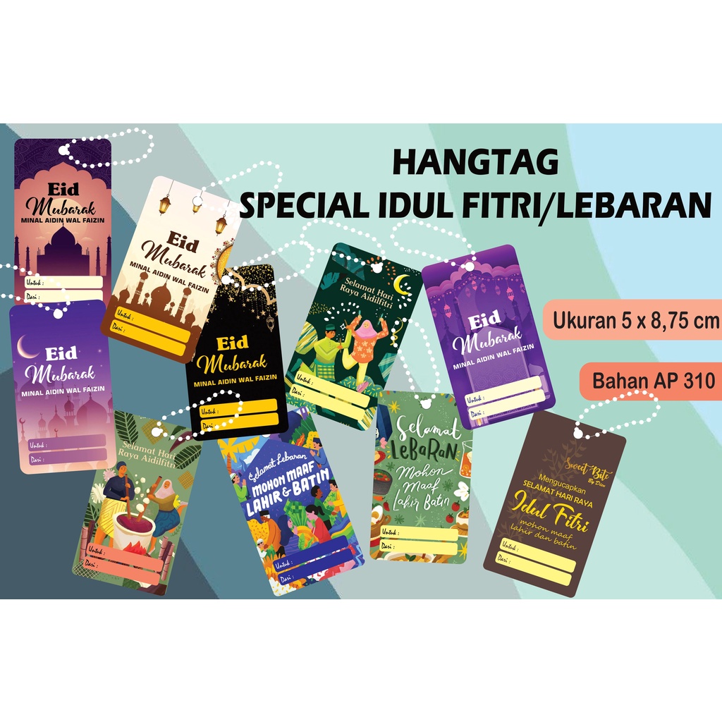 

[10 pcs] Hang tag lebaran / Hang tag idul fitri / kartu ucapan mini hari raya / tag ramadhan