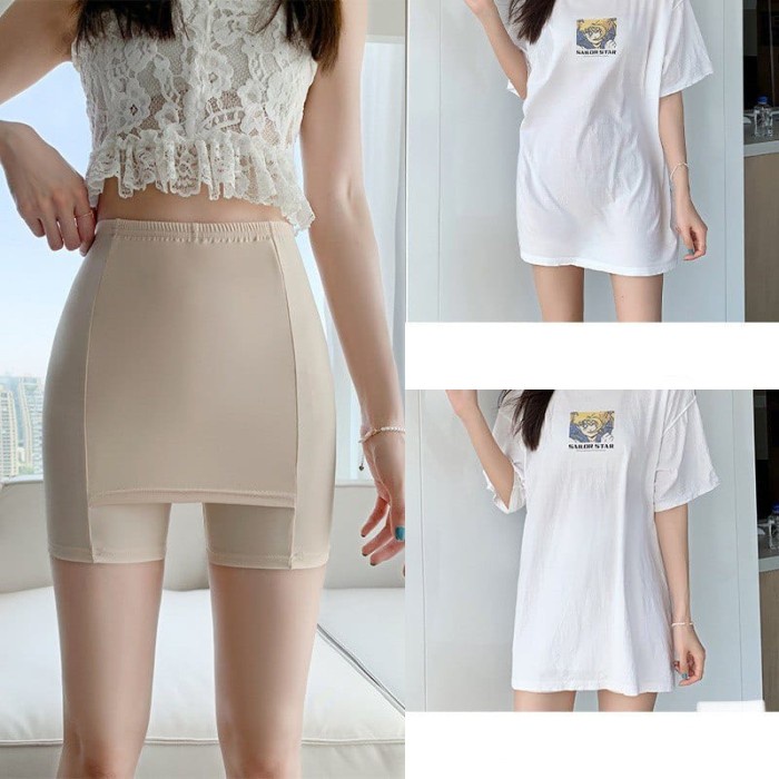 Korset Celana Pelangsing Perut Cd Seamless/ dalam highwaist// Pendek Wanita - Cream body slimming la