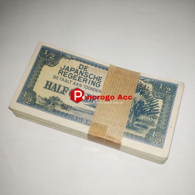 (GRESS/BARU) Uang kuno De Japansche Regeenering 1/2 Gulden Half Gulden setengah gulden uang kuno setengah rupiah 1/2 DJR jaman jepang