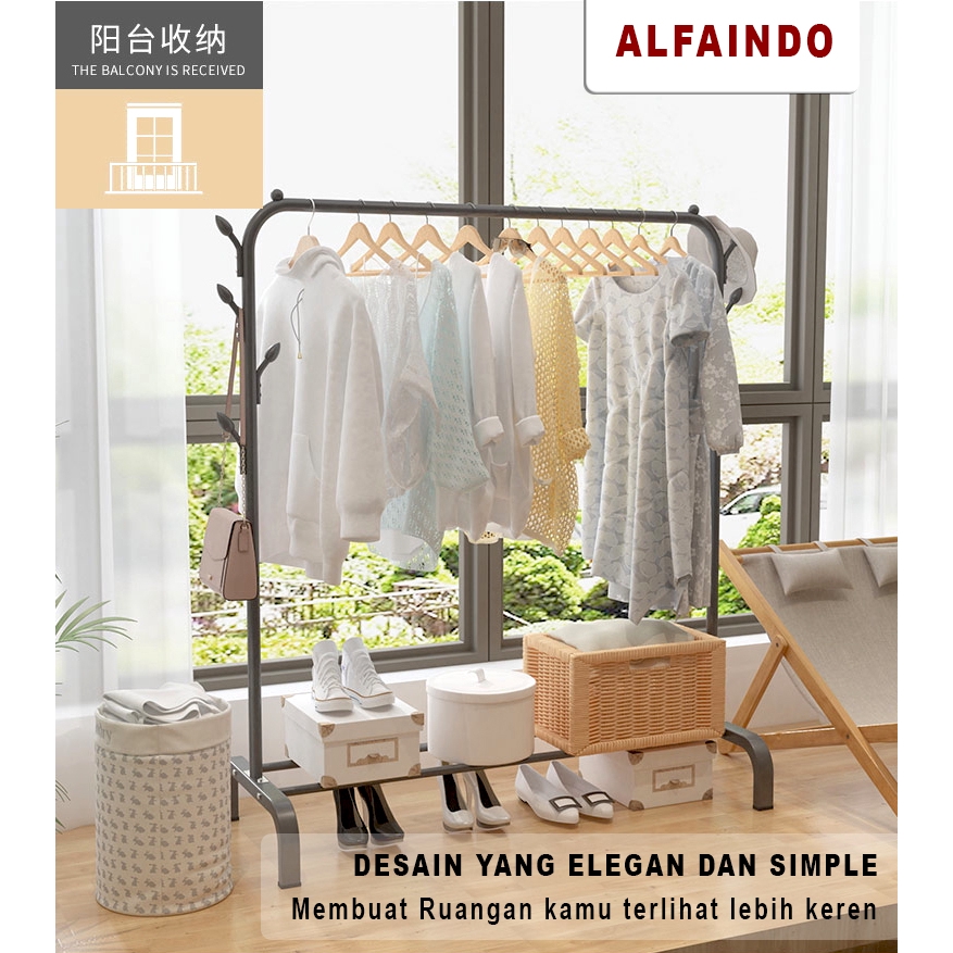 Alfaindo Rak Gantungan Baju Stand Hanger Pakaian Minimalis GHR006