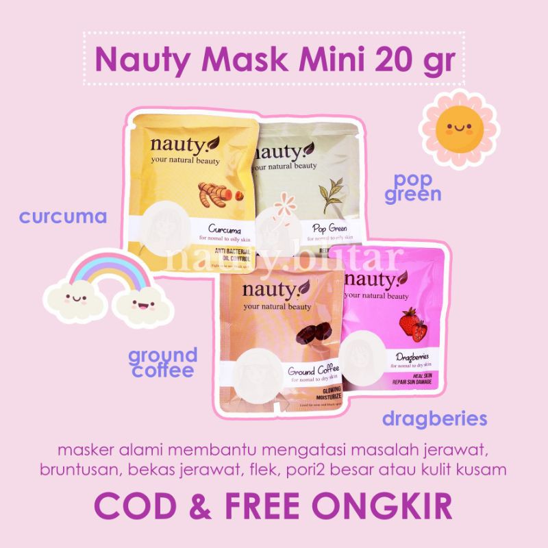 Masker NAUTY MASK MINI 20gr - Masker wajah organik - Masker wajah bubuk - Nauty Blitar