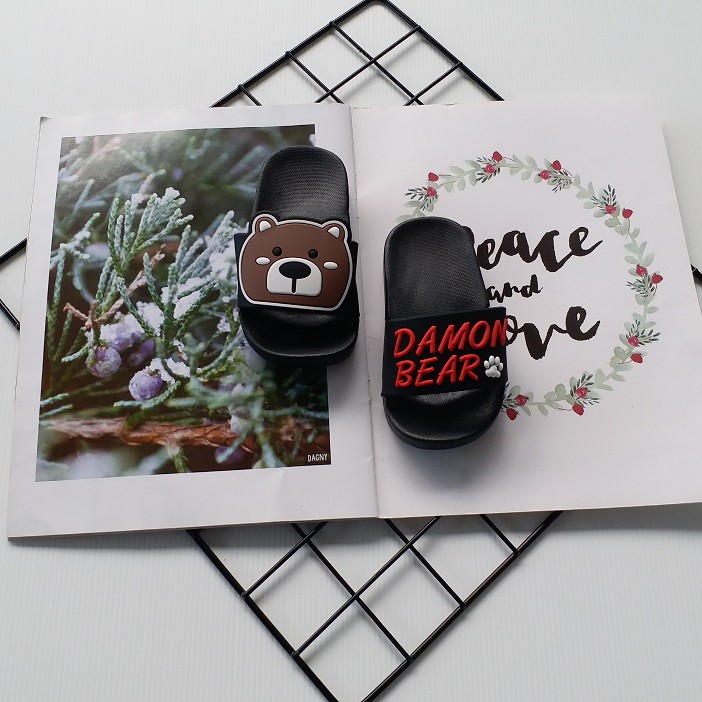 HappyOliver SANDAL DAMON BEAR Sandal selop karet lucu anak Laki Laki Cowok Import Kualitas Bagus