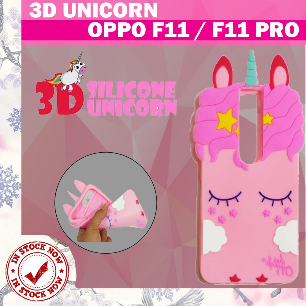 Silikon 3D Karakter Oppo F11 / F11 Pro Unicorn 3D Case Boneka Oppo F11 / F11 Pro Silikon 4D Case