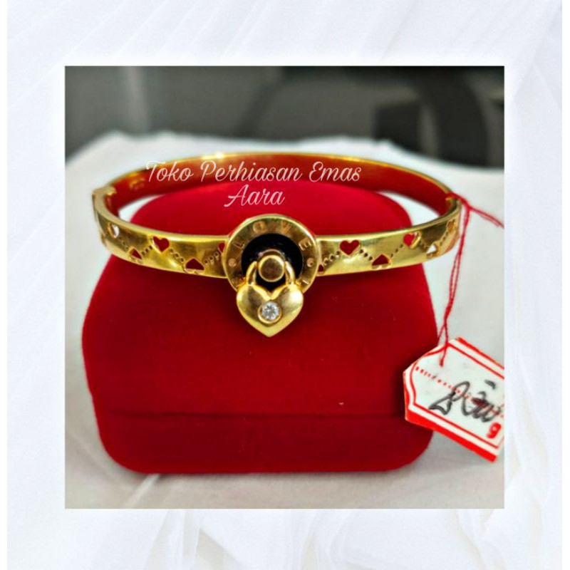 Gelang Emas 375 Oval Variasi Love