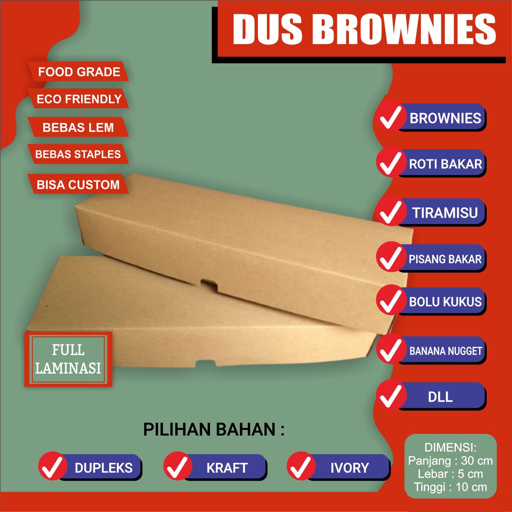 

READY STOCK Box Brownies, Box Roti, Box Sosis, Box Tiramisu, Dus Brownies, Dus Roti Brownies, Dus Sosis, Dus Tiramisu, Box laminasi, Box Kraft Laminasi