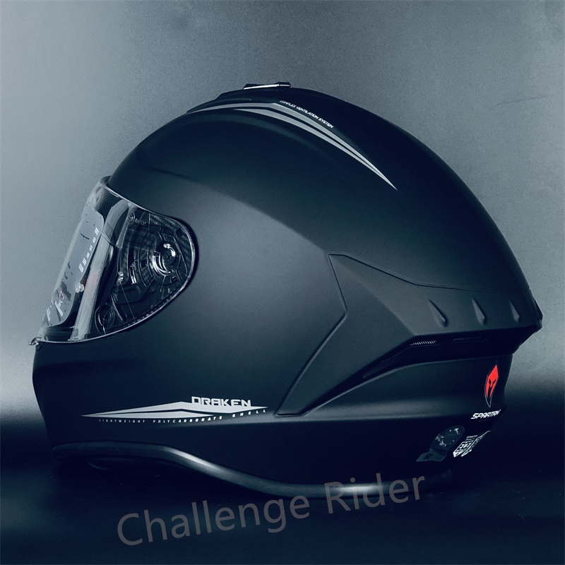 Helm Full Face Motor Spartan Helm Abu-abu Perak Helm Untuk Pria Full Face Sepeda Motor COD