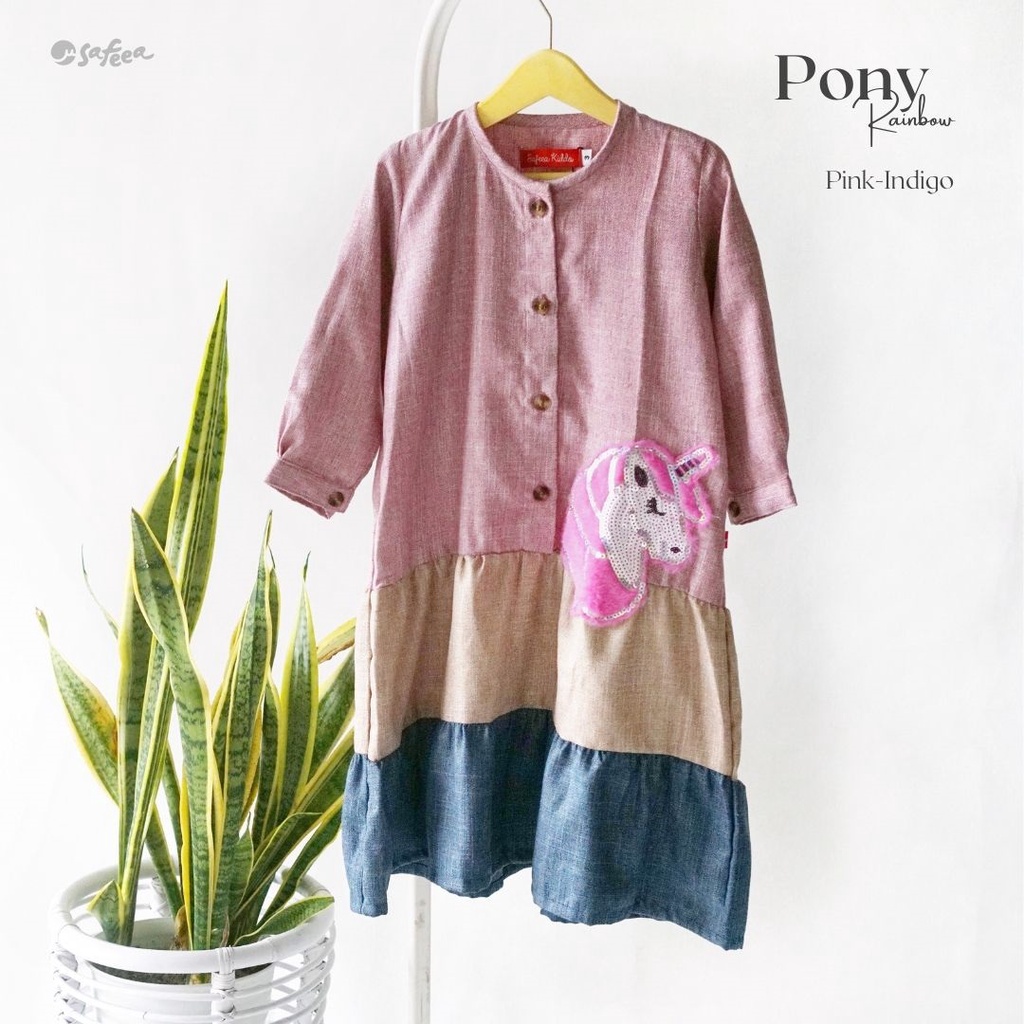 Gamis Anak Safeea Kiddo Pony Rainbow