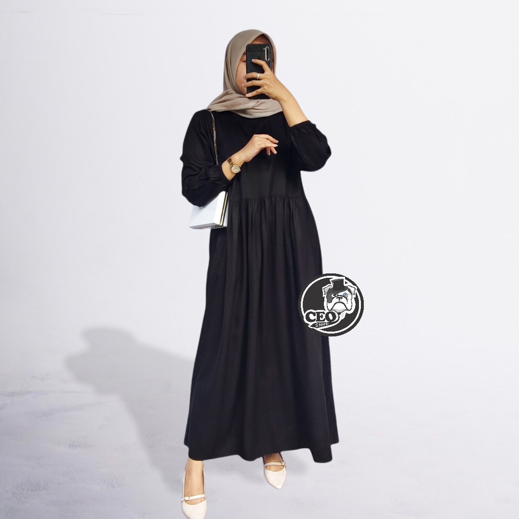 Shafa Midi Dress TERBARU Busui &amp; Non Busui / Midi dress PREMIUM Rayon Twill / DRESS WANITA MUSLIM / GAMIS