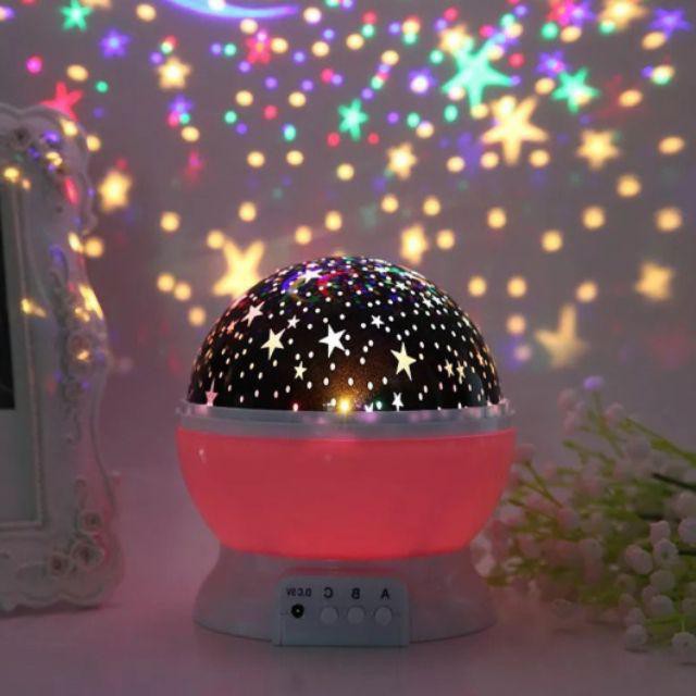 TERBARU!! Lampu tidur proyektor Bulat 1027a motif bulan bintang Dream rotating Pink Biru