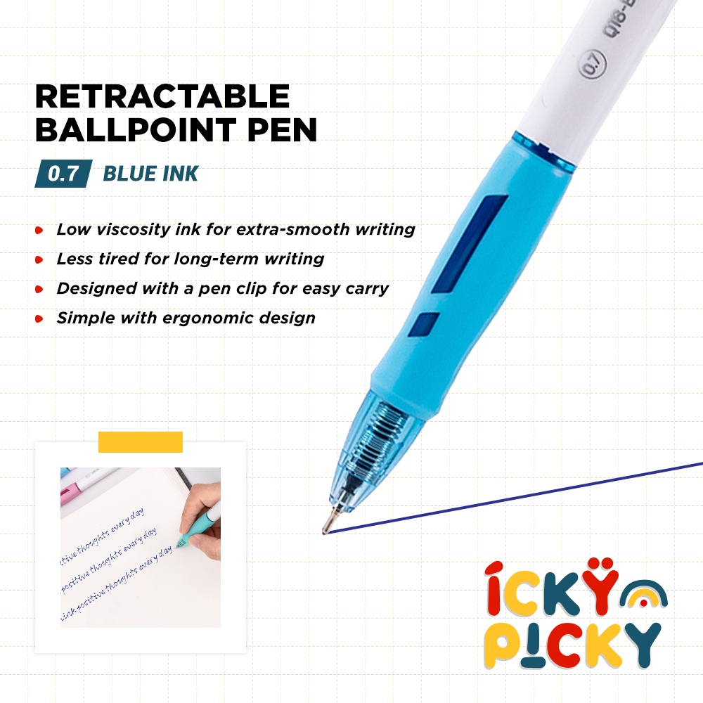 

[ickypicky] Deli Arris Bolpen/Bolpoin Cetekan Tinta Biru 0.7 mm EQ18 | Retractable Ballpoint Pen w/ Blue Ink