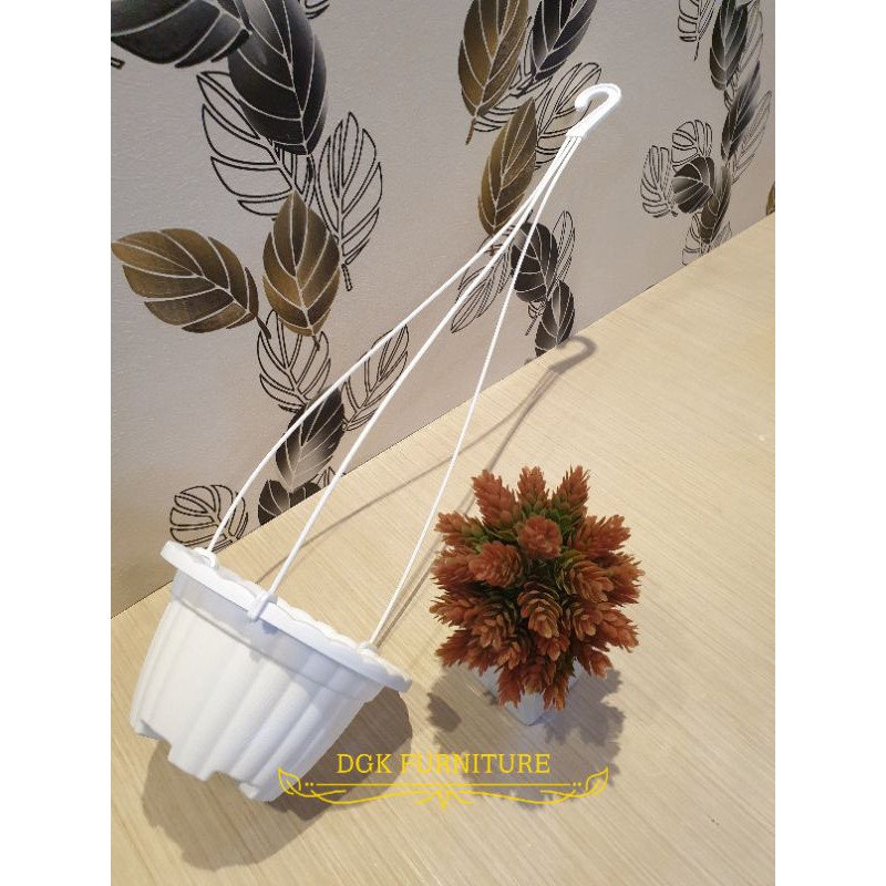 Pot Bunga Gantung Tulip Diameter 18 cm Putih Plastik Murah