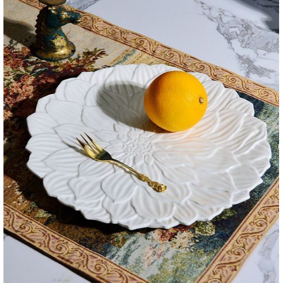 PIRING SAJI KERAMIK IMPOR PUTIH MOTIF BUNGA/PIRING KUE/PIRING MINI