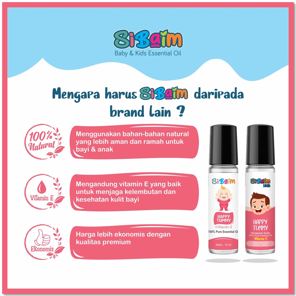 Meredakan Perut Kembung Anak - SIBAIM KIDS HAPPY TUMMY Essential Oil 10ml by psikopediastore