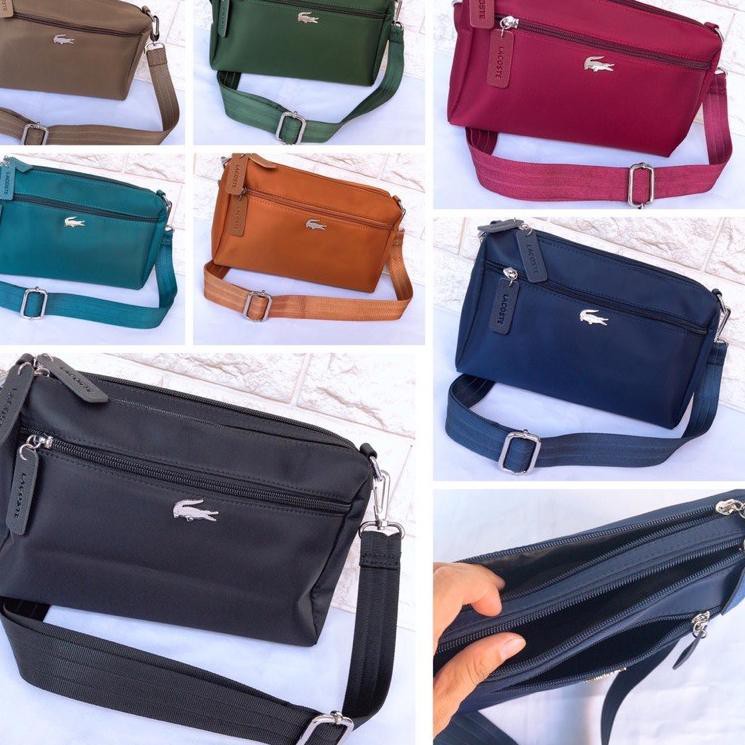 Ready BDSVQ [COD] TAS WANITA SLING LACOSTE SLING 3 RUANG #2177 80 Bayar Di Tempat
