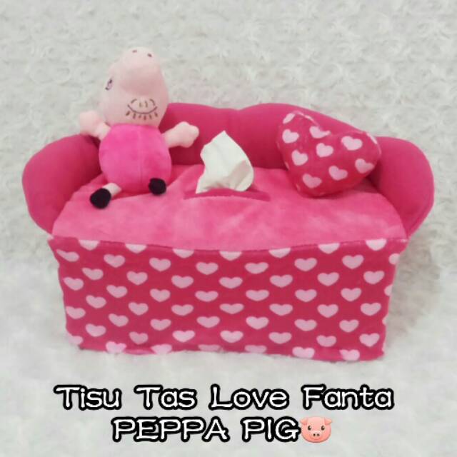 Tempat Tisu Model Sofa PEPPA PIG Motif Love Pink Fanta