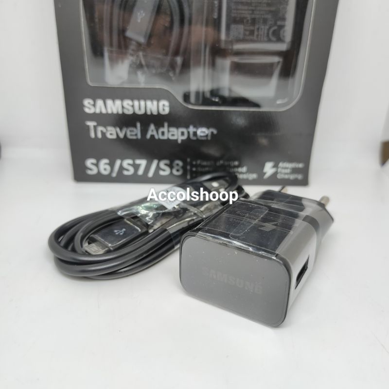 Charger Samsung Ori S6 S7 S8 Fast Charging USB Kabel Micro Hitam