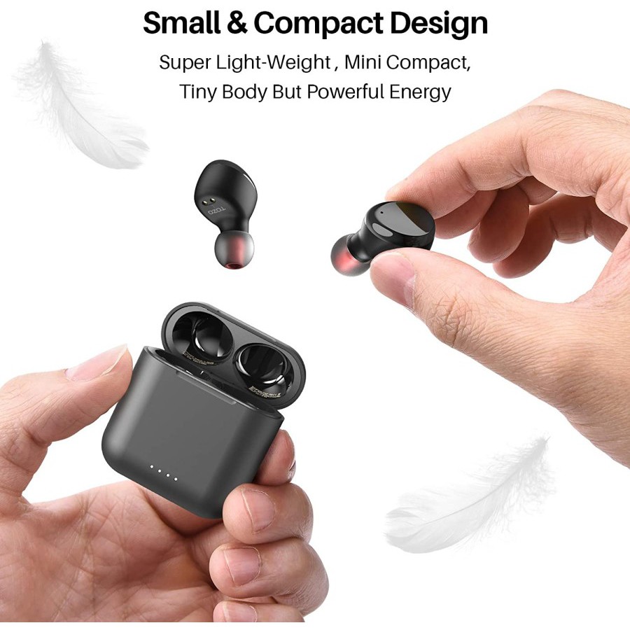 TOZO T6 True Wireless Earbuds Bluetooth Headphones Touch Control with Wireless Charging Case IPX8