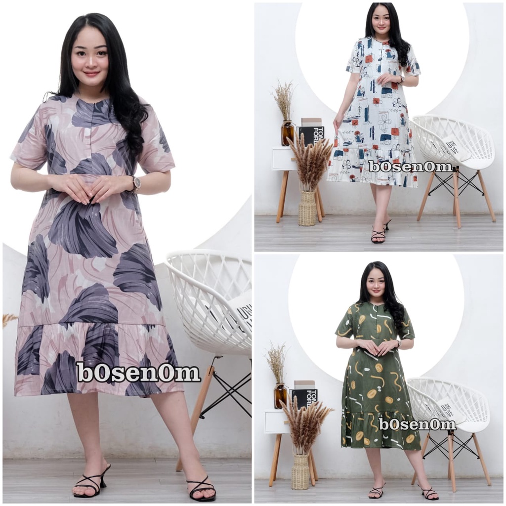 Daster Kekinian Andin Ruffle Terbaru Bahan Rayon Halus Adem grosir baju tidur ibu santai ukuran jumbo busui bumil halus tebel adem bali