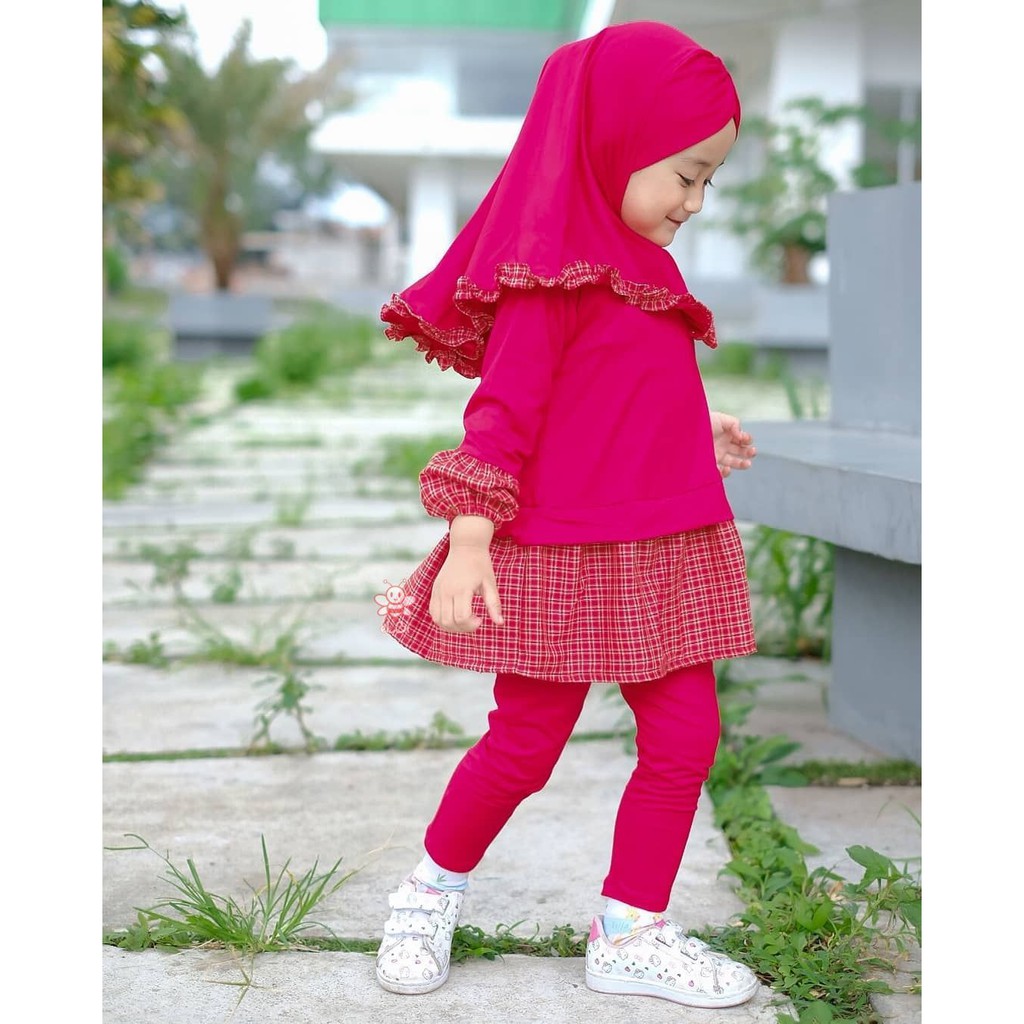 Gamis Anak Qiandra Set / Baju Muslim Anak Perempuan eLBi / Baju Muslim Anak 1-6 Tahun