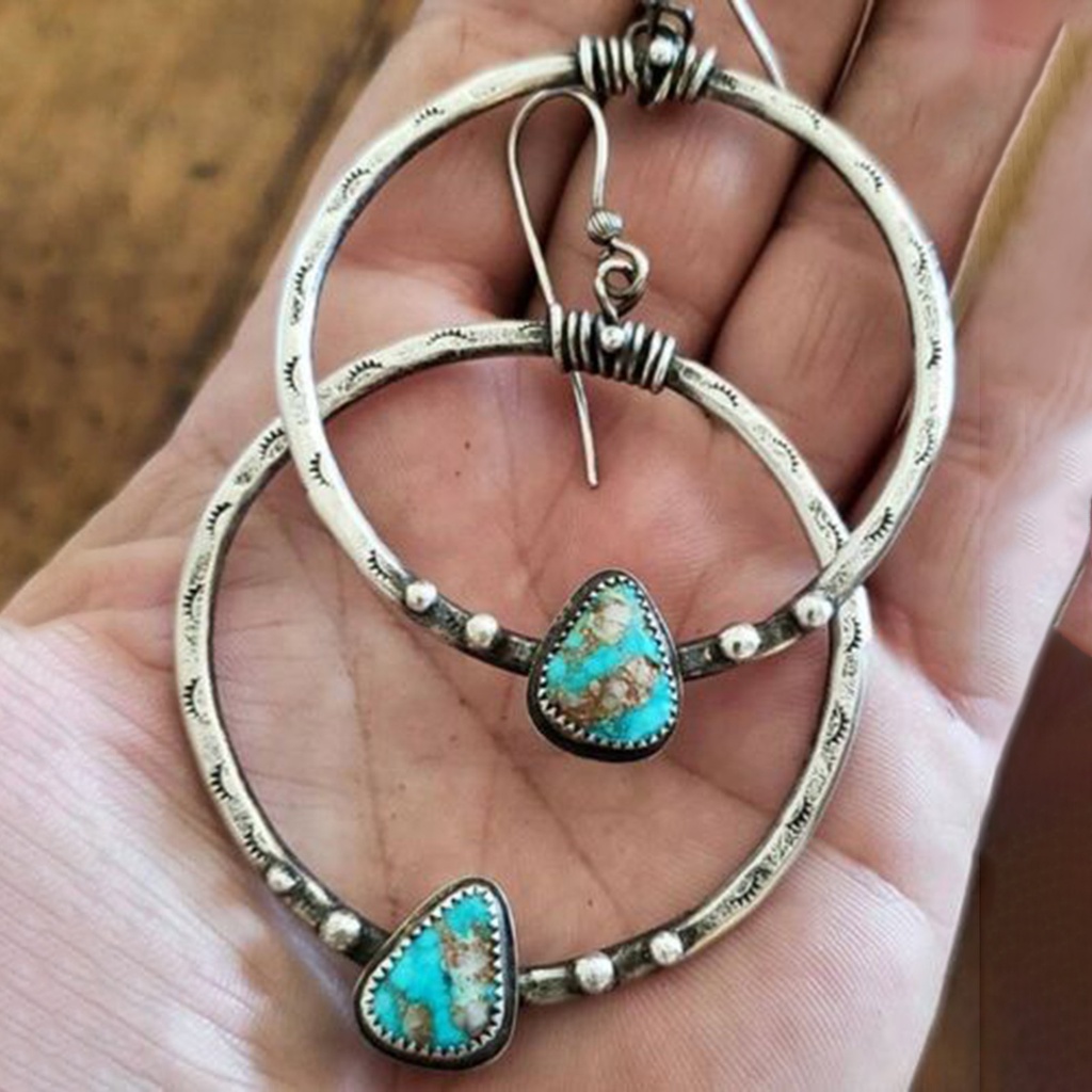 Hu Hu Hu Hu Hu Alat Bantu Pasang Kacamata♡ 1 Pasang Anting Panjang Liontin Lingkaran Besar Pola Bulu Mata Palsu Biru Untuk Wanita