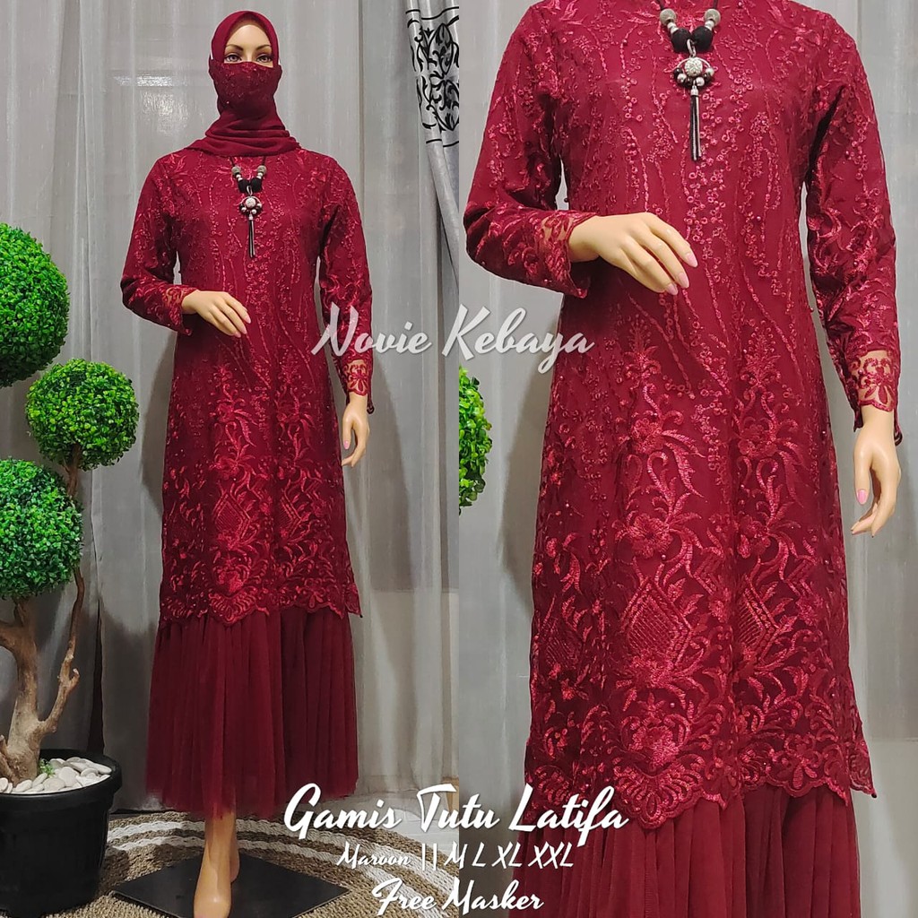 promo set tutu tunik tulle mutiara rania / set long dres tulle tutu rania