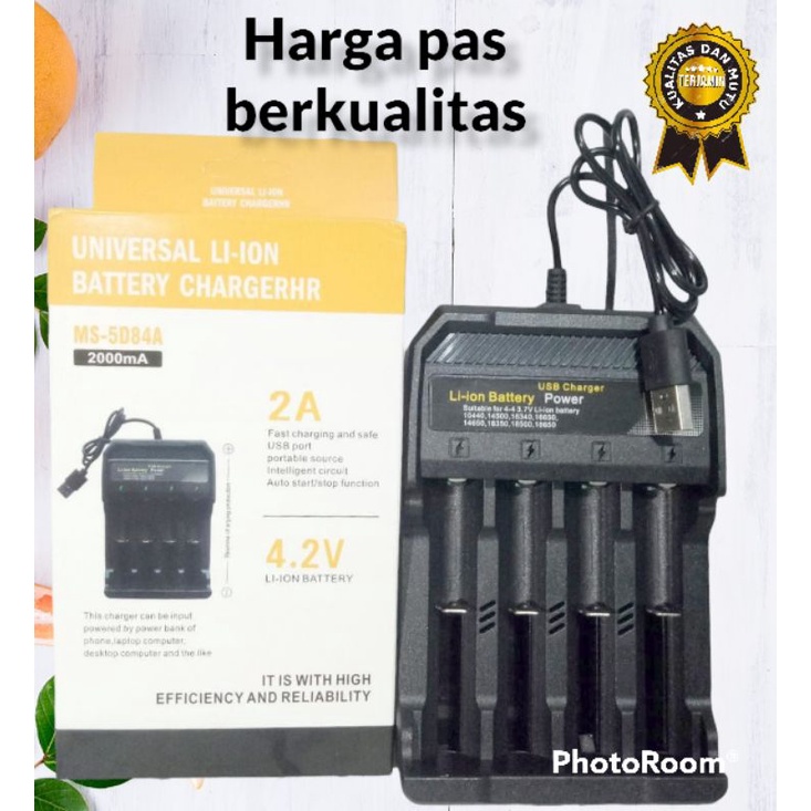 FREE CASE!!! Charger carger Baterai 18650 14500 16340 Kabel USB 4 Slot Casan Batre Vapee Senter Police Desktop Charger 4 Slot