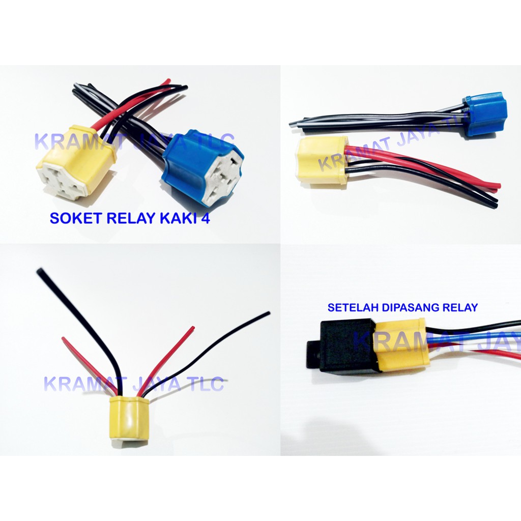 Jual SOKET RELAY LAMPU DAN KLAKSON KAKI 4 BAHAN KERAMIK KABEL BESAR