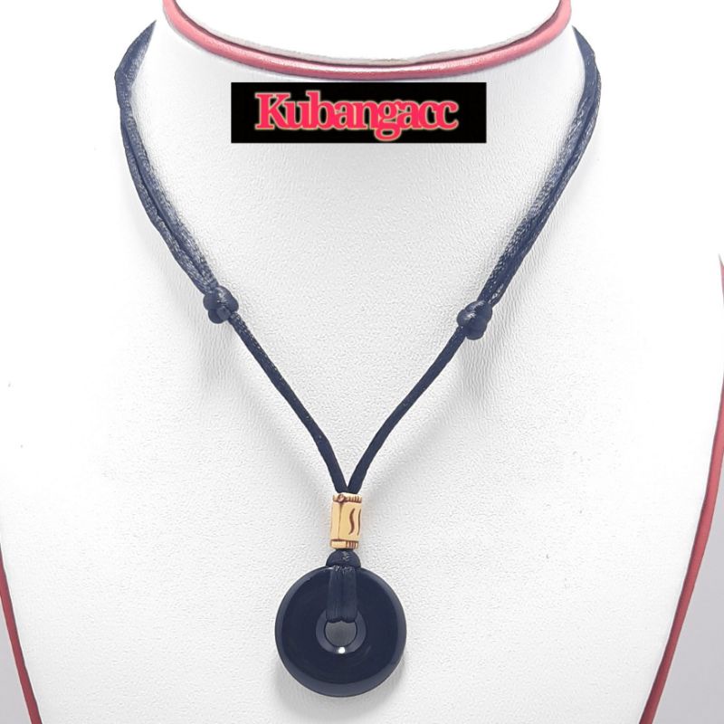 Steba Store96 Kalung Tali Bandul Koin Hitam Kalung Koin Pria Wanita Kalung Murah Kalung Keren