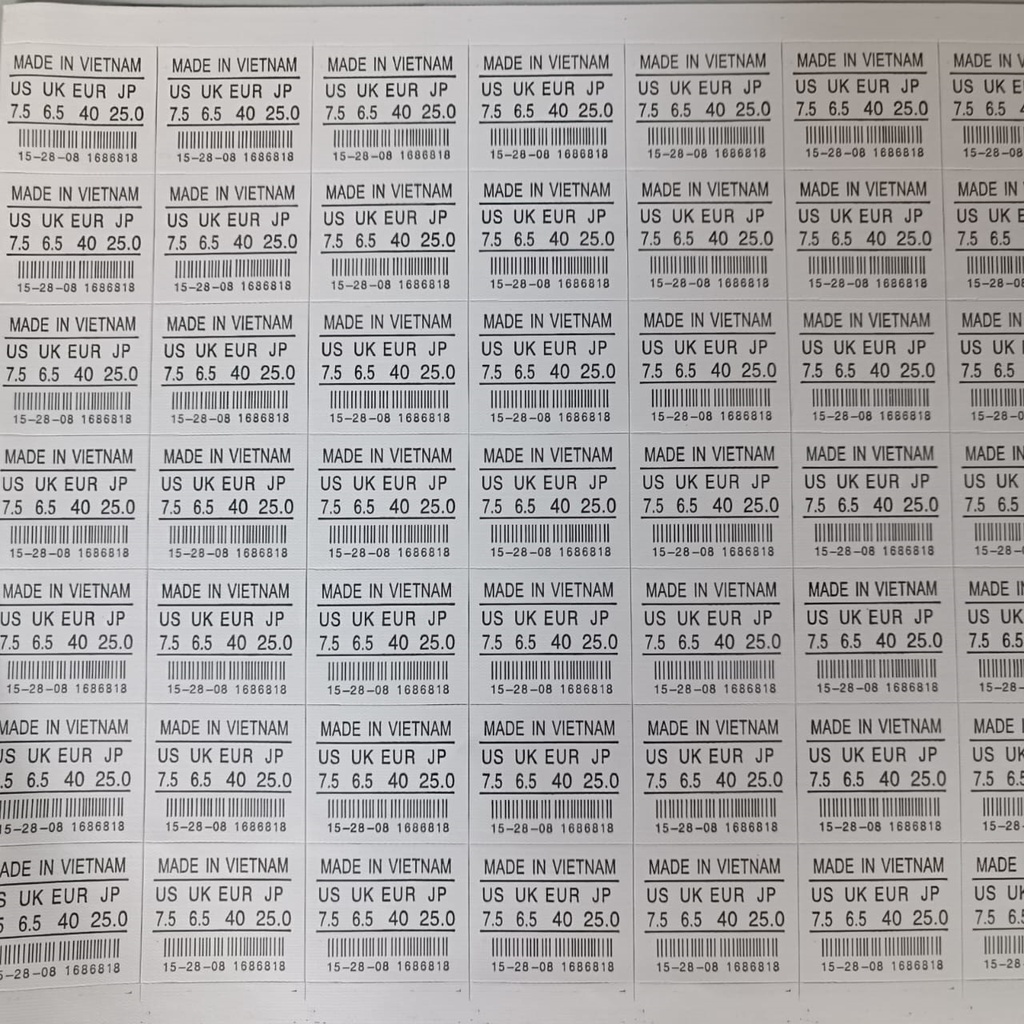 Perlengkapan Sepatu Label Size Sticker Sepatu dan Tag, Sertifikat, Note, Letter