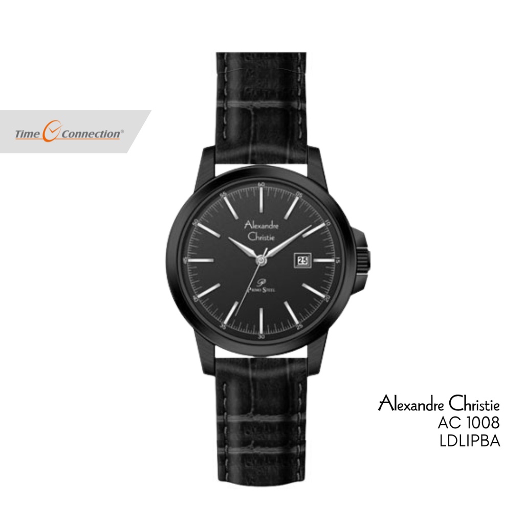 Alexandre Christie AC 1008 LDLIPBA Hitam Original / Jam Tangan Wanita Analog Kulit / Black Leather L