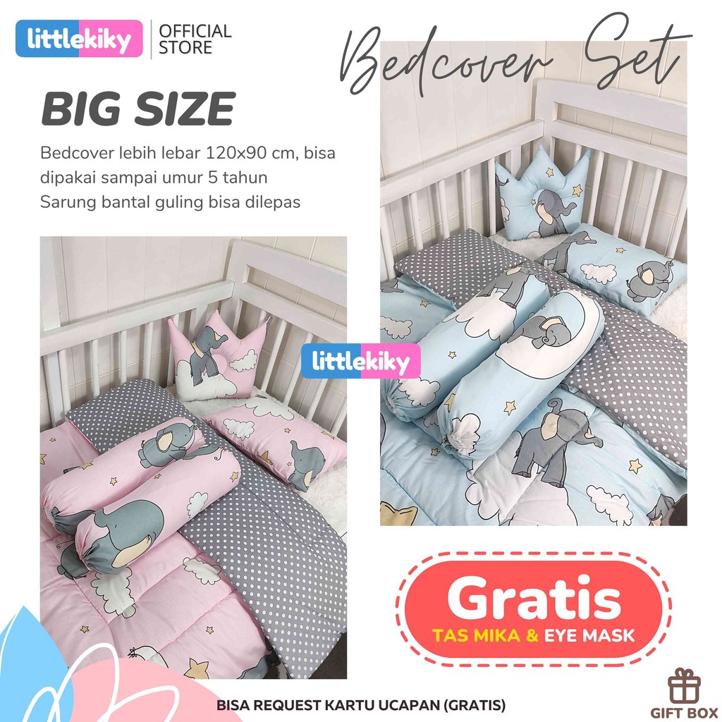 Bedcover Bayi Set Lengkap ( Bedcover, Bantal Guling Bayi, Bantal Crown ) Kado Bayi