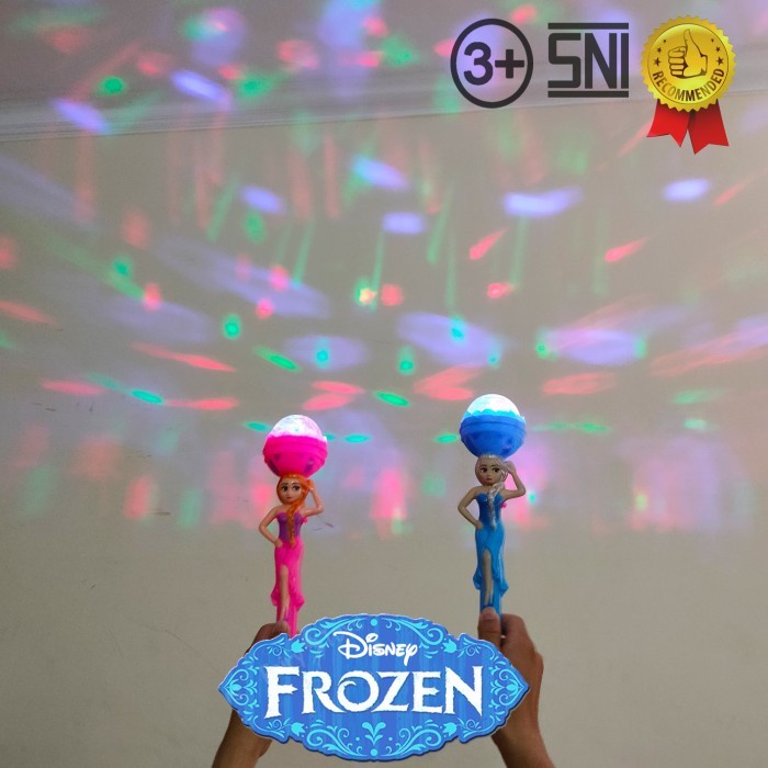 Mainan Anak Tongkat Disco Frozen Lampu Disko 3D Warna Warni dan Music forzen - Biru Muda